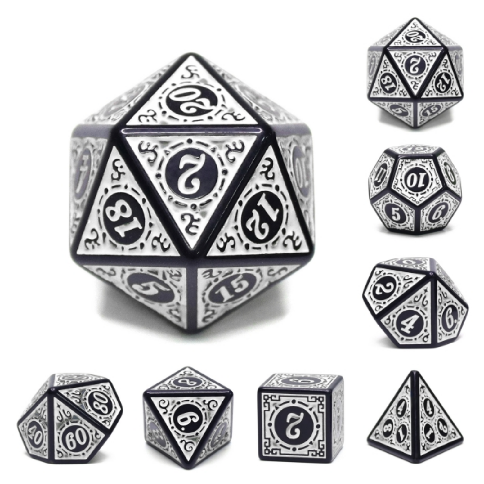 Foam Brain Games Magic Flame White RPG Dice Set | Grognard Games