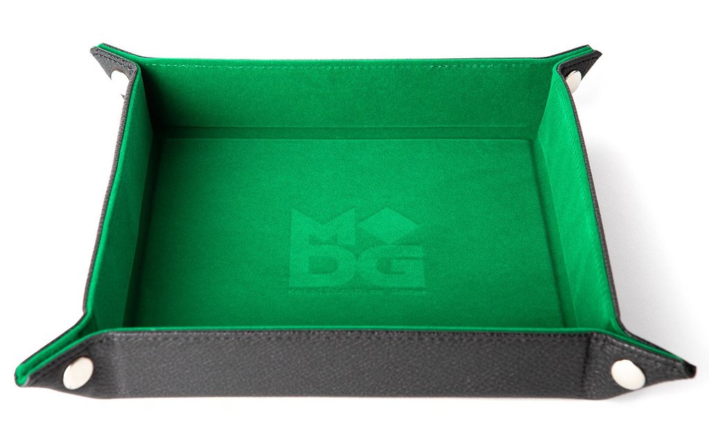 Metallic Dice Games Velvet Folding Tray with Leather Back 10x10 Green | Grognard Games