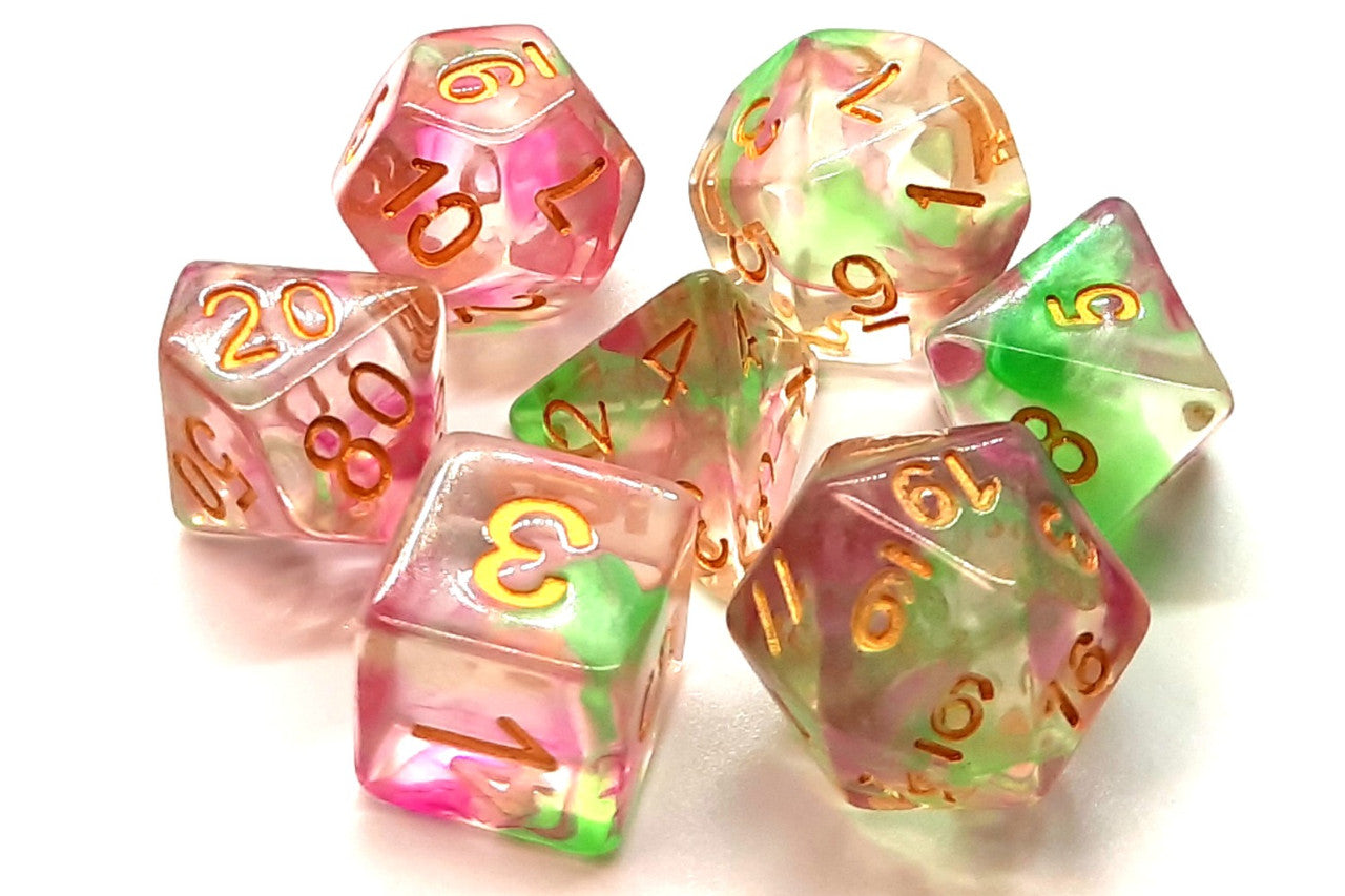 Nebula Dice - Rose Red and Green | Grognard Games