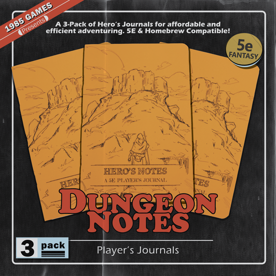 Dungeon Notes Players Journal 3 pack - Orange | Grognard Games