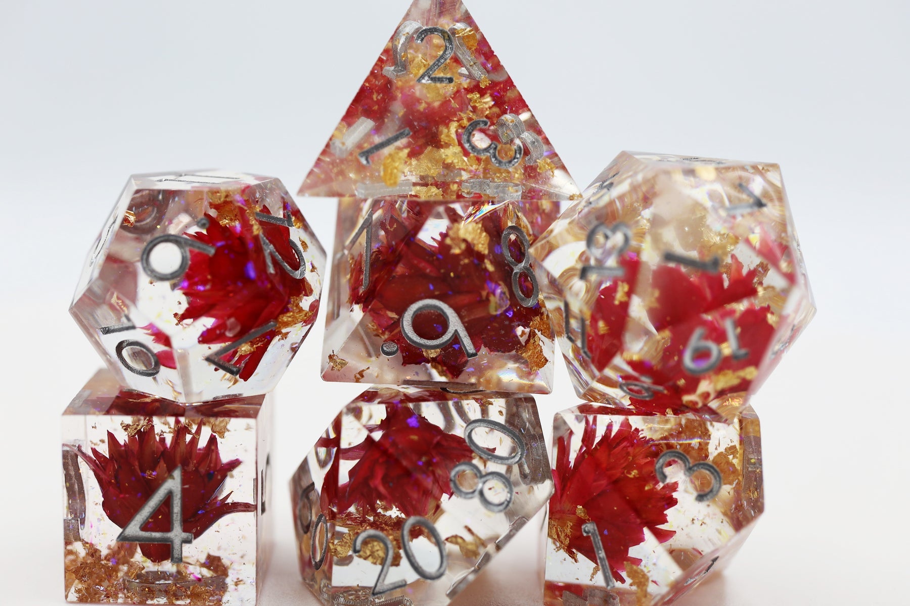 Foam Brain Games RED LOTUS SHARP EDGE RESIN RPG DICE SET | Grognard Games