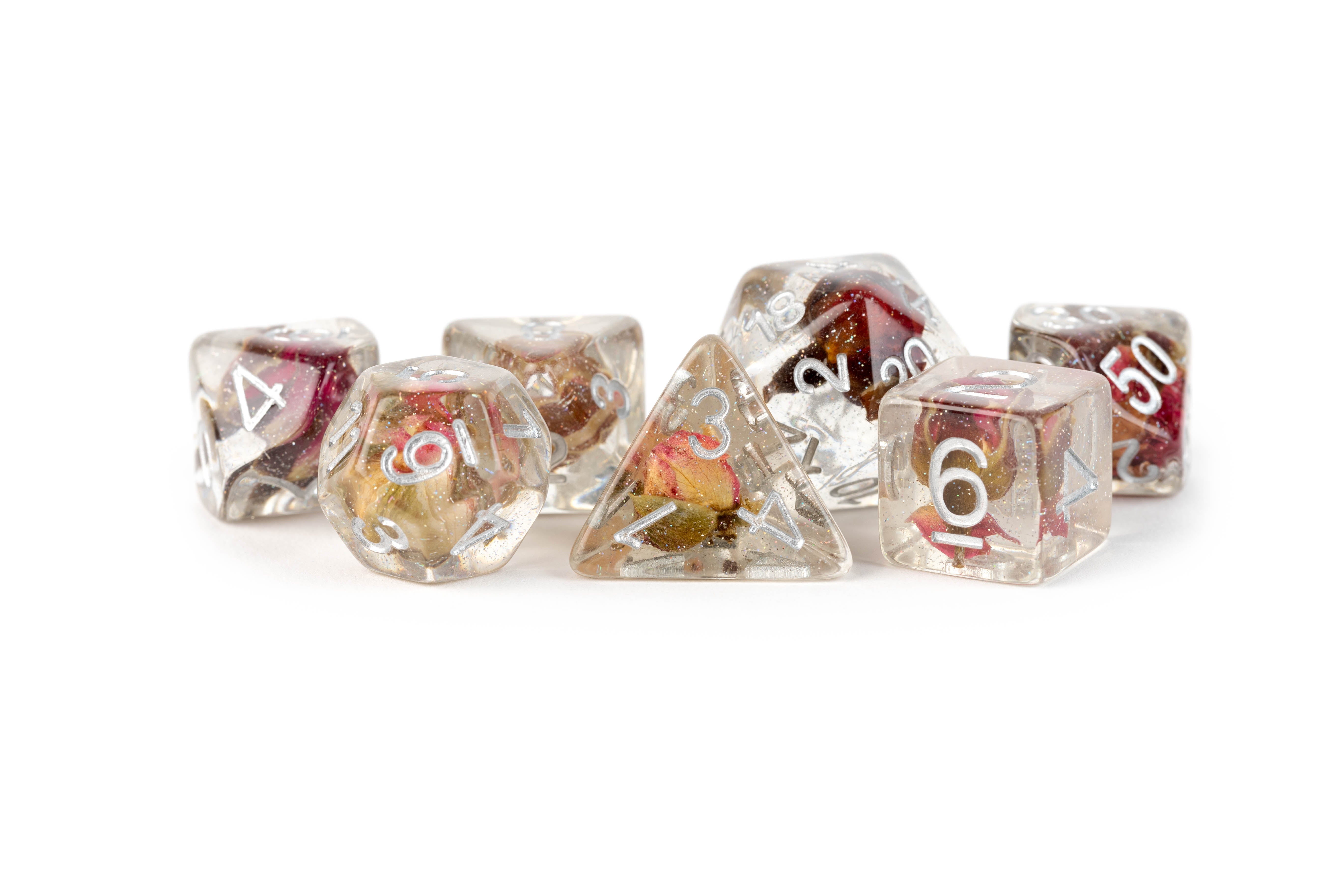 Rose Dice 16mm Resin Polyhedral Set | Grognard Games