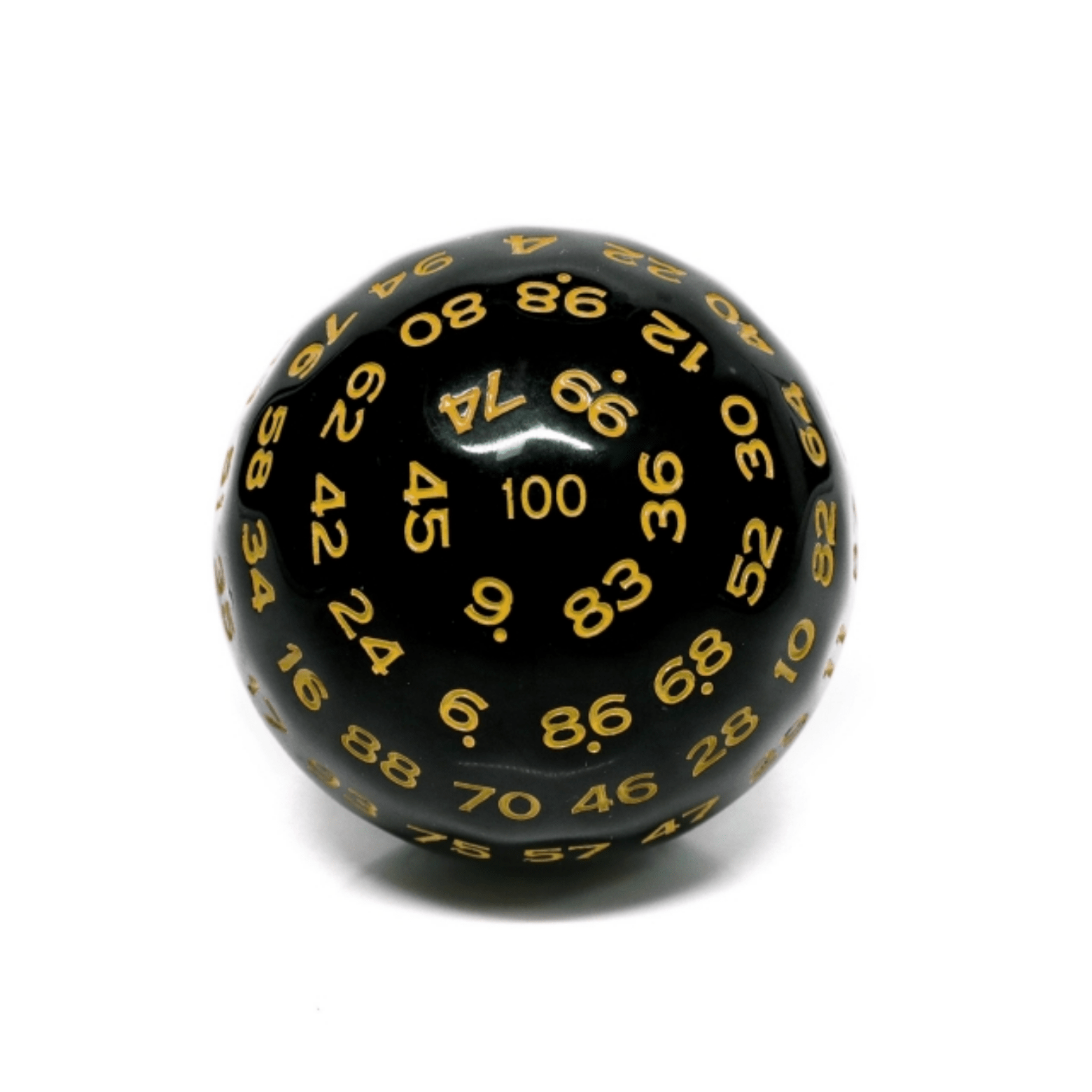 45mm D100 Black Opaque with Yellow | Grognard Games