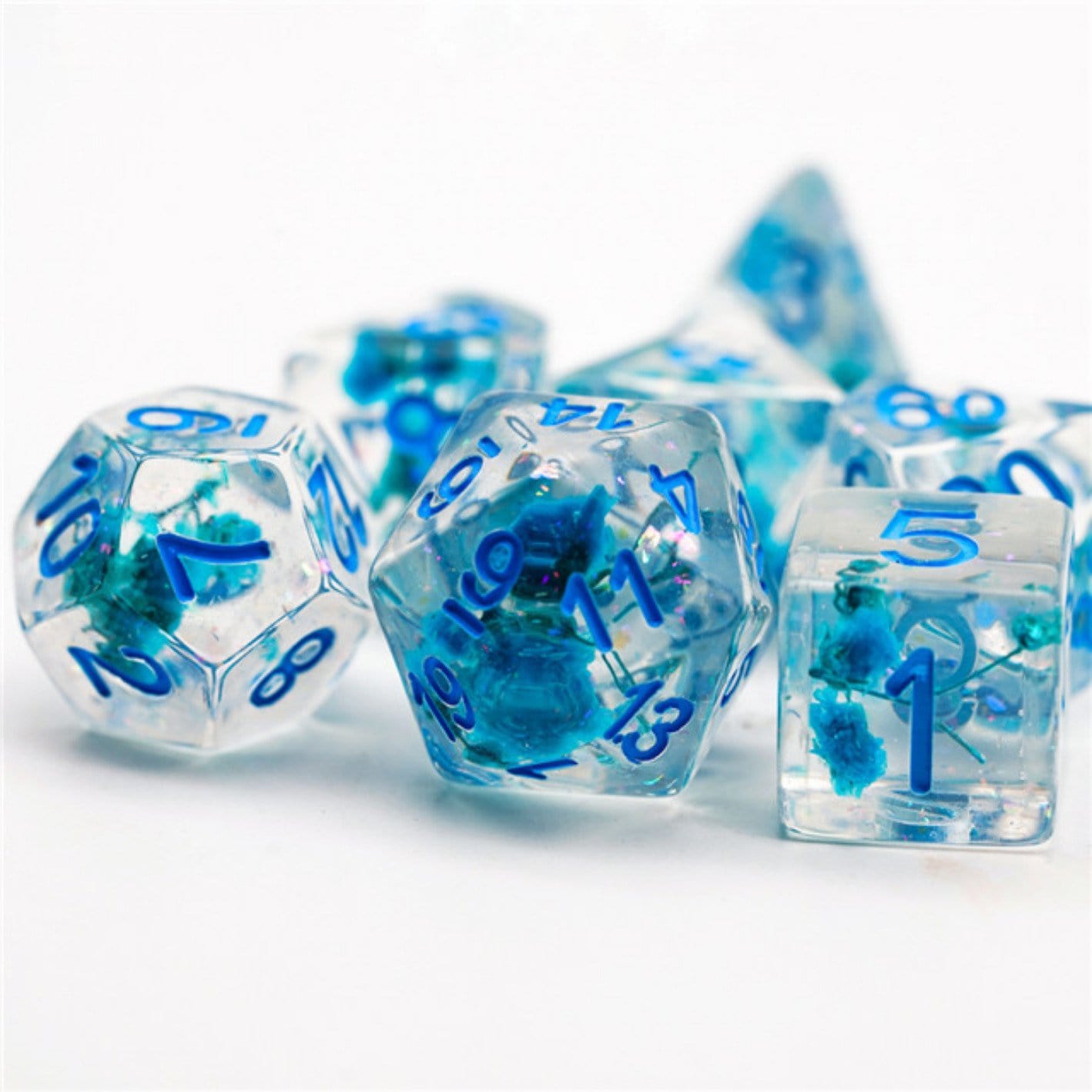 Foam Brain Games Blue Flowers RPG Dice Set | Grognard Games