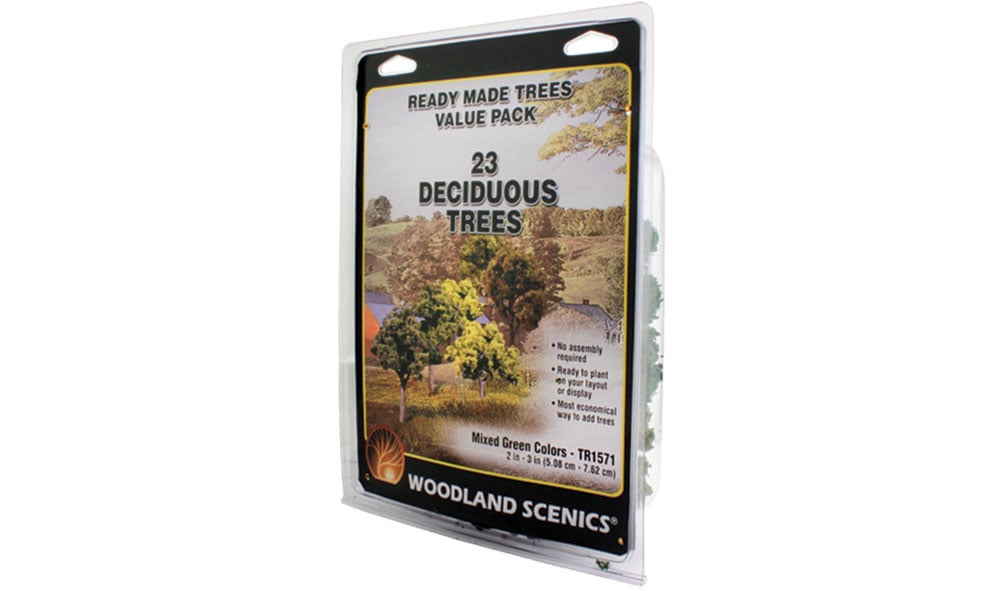 Woodland Scenics Ready Made Trees Deciduous (23) Mixed Green Colors | Grognard Games