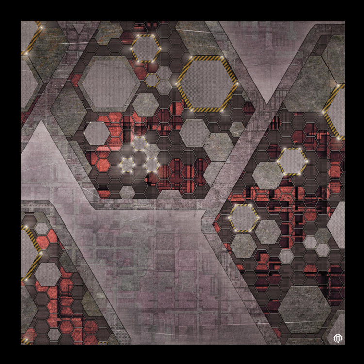 Mats by Mars: Quinfinity Ruby Tabletop Wargaming Play Mat 36"x36" (Crisis Protocol Overlay) | Grognard Games