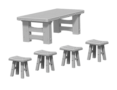 WizKids 725931 Wooden Table & Stools | Grognard Games