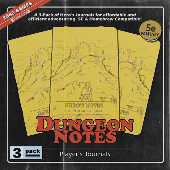 Dungeon Notes Players Journal 3 pack - Yellow | Grognard Games
