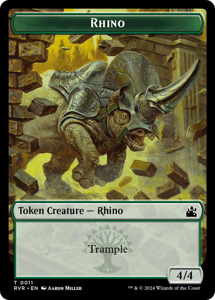 Spirit (0018) // Rhino Double-Sided Token [Ravnica Remastered Tokens] | Grognard Games