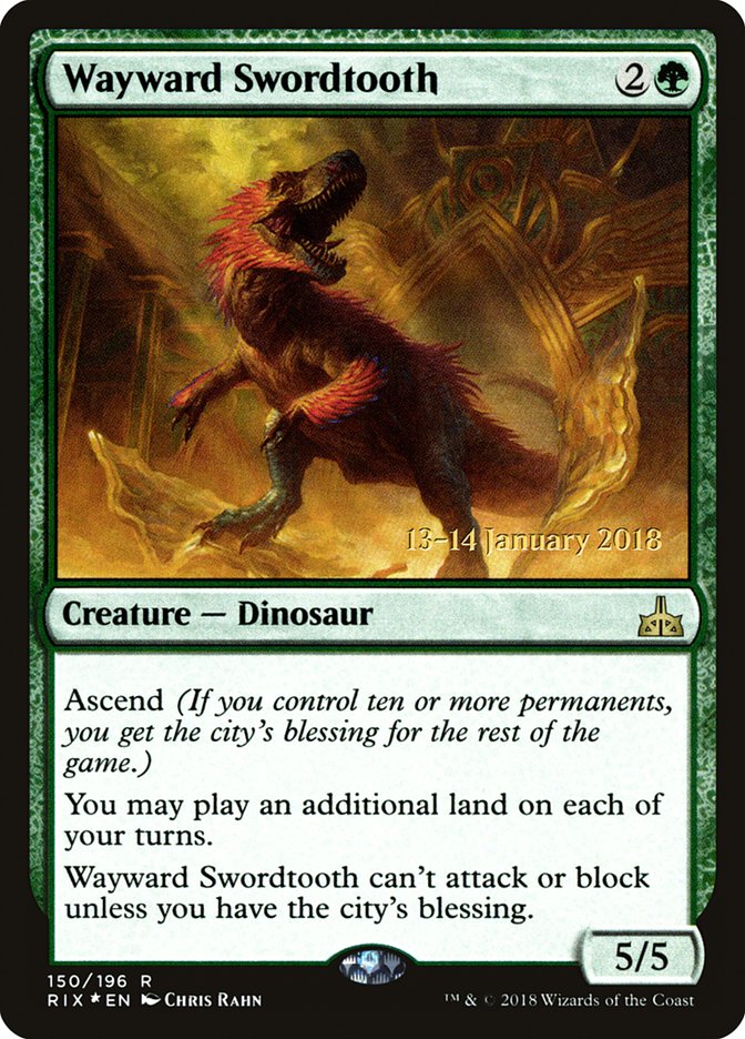 Wayward Swordtooth [Rivals of Ixalan Prerelease Promos] | Grognard Games