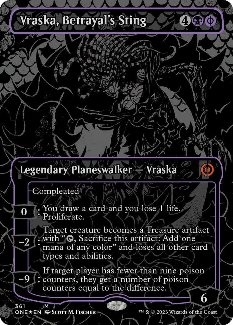 Vraska, Betrayal's Sting (Oil Slick Raised Foil) [Phyrexia: All Will Be One] | Grognard Games