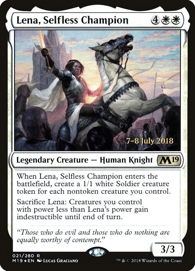 Lena, Selfless Champion  [Core Set 2019 Prerelease Promos] | Grognard Games