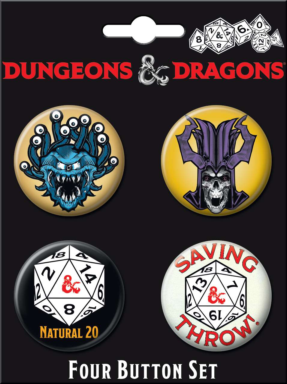 Dungeons and Dragons 4 Button Set | Grognard Games