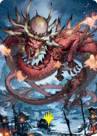 Atsushi, the Blazing Sky 2 Art Card (Gold-Stamped Signature) [Kamigawa: Neon Dynasty Art Series] | Grognard Games