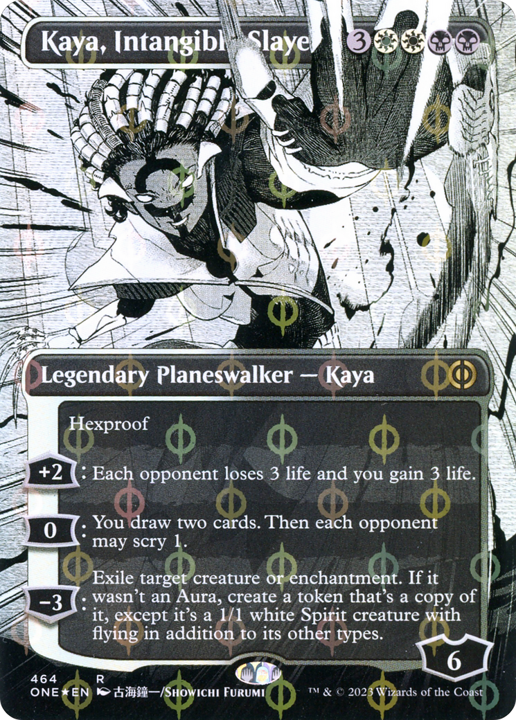 Kaya, Intangible Slayer (Borderless Manga Step-and-Compleat Foil) [Phyrexia: All Will Be One] | Grognard Games