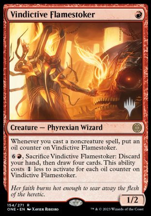 Vindictive Flamestoker (Promo Pack) [Phyrexia: All Will Be One Promos] | Grognard Games
