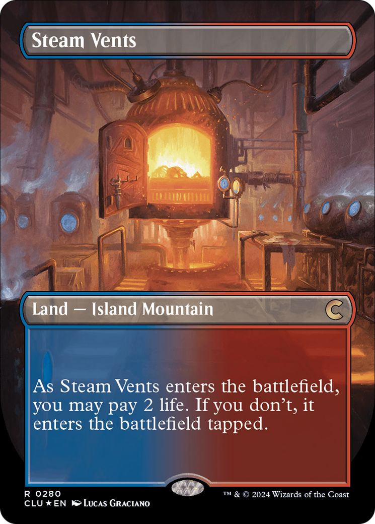 Steam Vents (Borderless) [Ravnica: Clue Edition] | Grognard Games