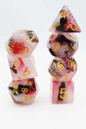 Foam Brain Games BLACK AND RED OPALESCENT JADE RPG DICE | Grognard Games