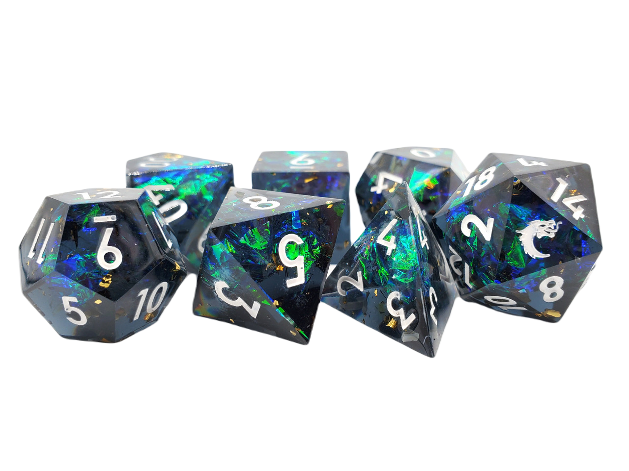 Old School 7 Piece DnD RPG Dice Set: Sharp Edged - Blitzar | Grognard Games