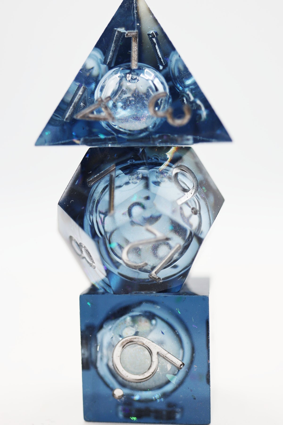 Foam Brain Games BLUE LIQUID CORE SHARP EDGE RESIN RPG DICE SET | Grognard Games