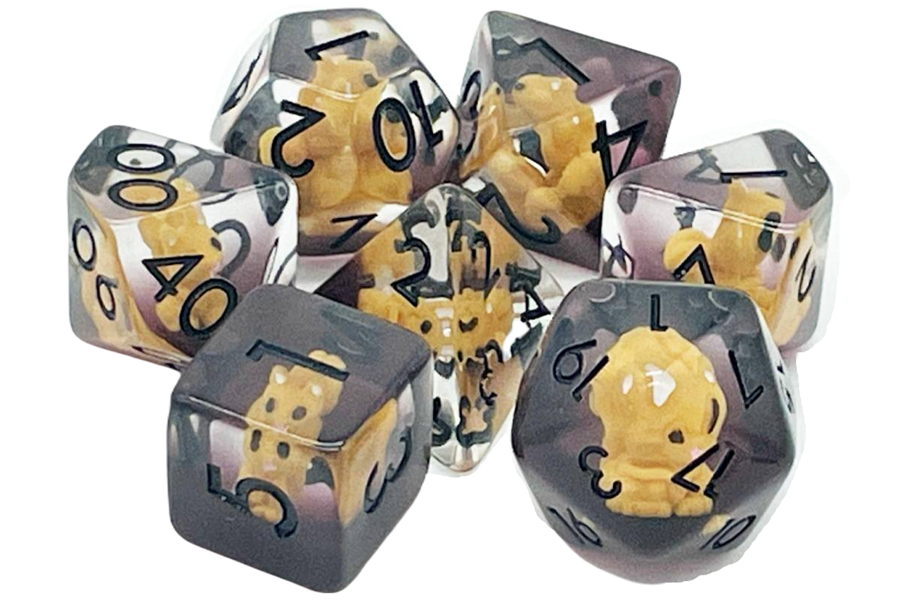 Old School 7 Piece DnD RPG Dice Set: Animal Kingdom - Squirrel - Brown | Grognard Games