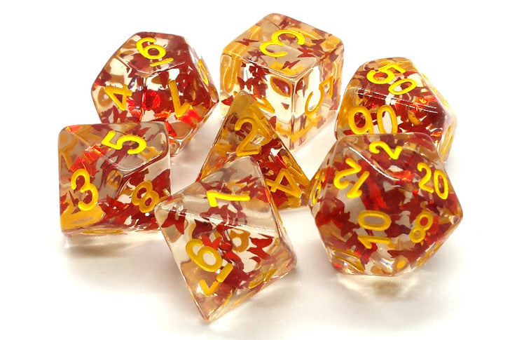 Old School Dice and Accessories Infused Dice - Red Butterfly w/Gold | Grognard Games