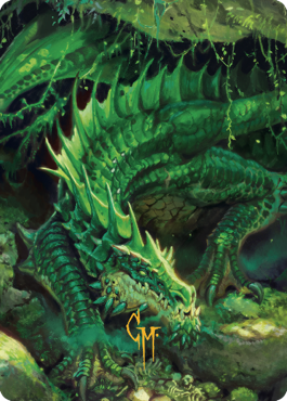 Lurking Green Dragon Art Card (Gold-Stamped Signature) [Commander Legends: Battle for Baldur's Gate Art Series] | Grognard Games