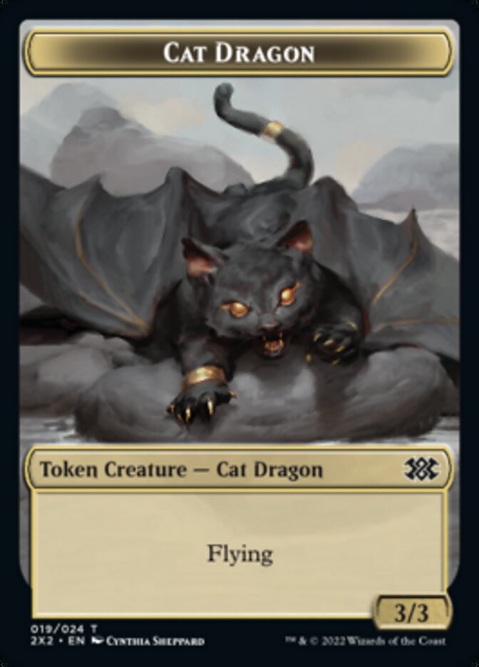 Cat Dragon // Knight Double-sided Token [Double Masters 2022 Tokens] | Grognard Games
