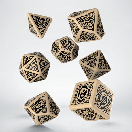 Q Workshop Celtic Dice Set - Beige and Black | Grognard Games