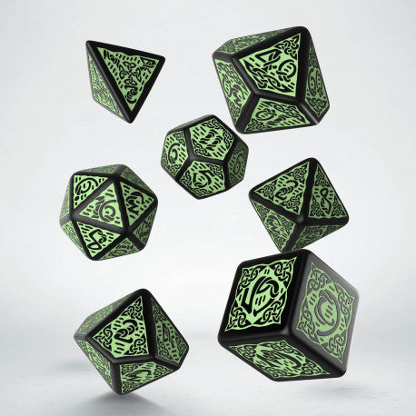 Celtic Dice Set - Revised Black and Green | Grognard Games