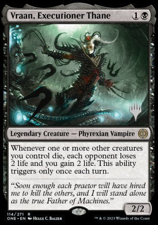 Vraan, Executioner Thane (Promo Pack) [Phyrexia: All Will Be One Promos] | Grognard Games