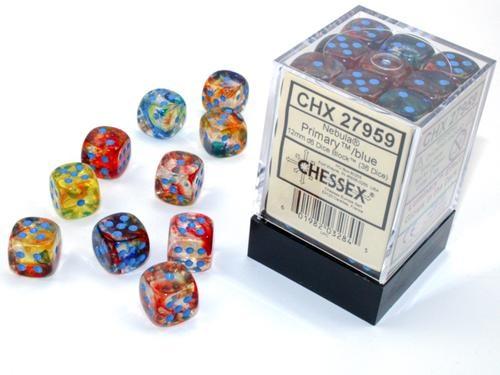 CHX27959 Nebula Primary/Blue 12mm Set 36 dice | Grognard Games