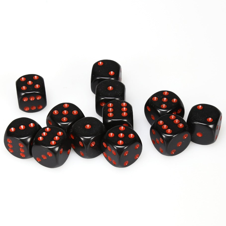 CHX25618 Opaque Black/red 12 D6 set | Grognard Games