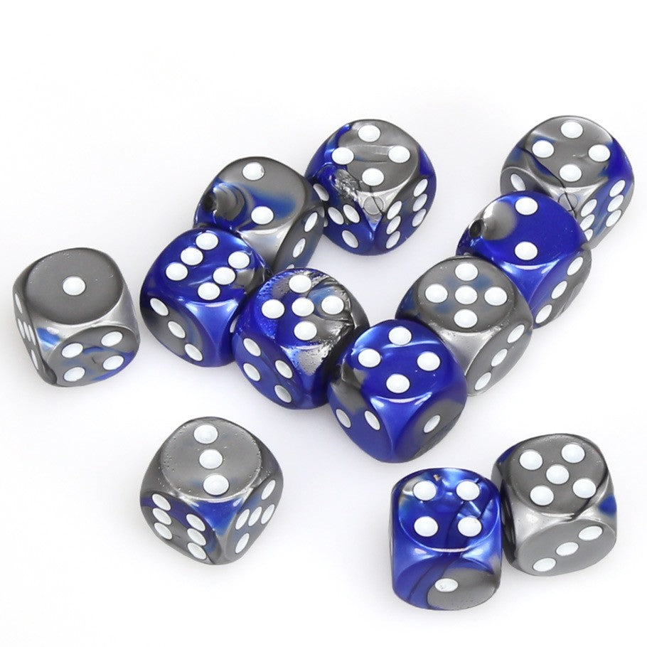 CHX26623 Gemini Blue-Steel/white 12 D6 Set | Grognard Games