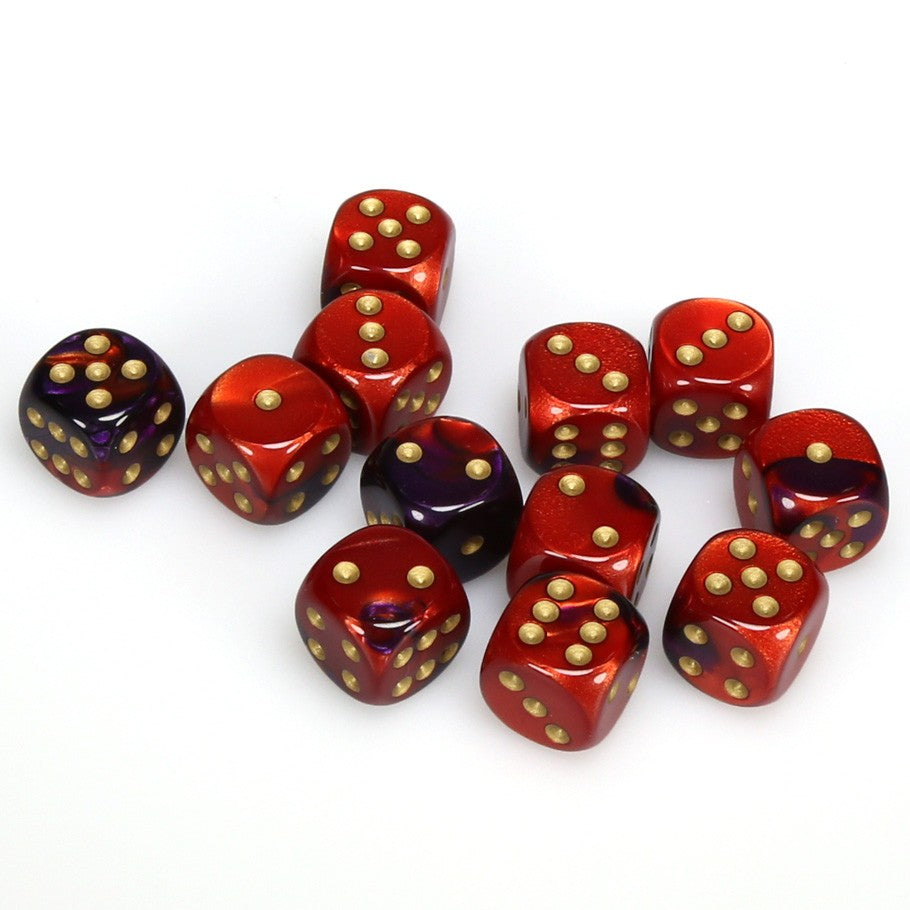 CHX26626 Gemini Purple-Red/Gold 12 D6 Set | Grognard Games