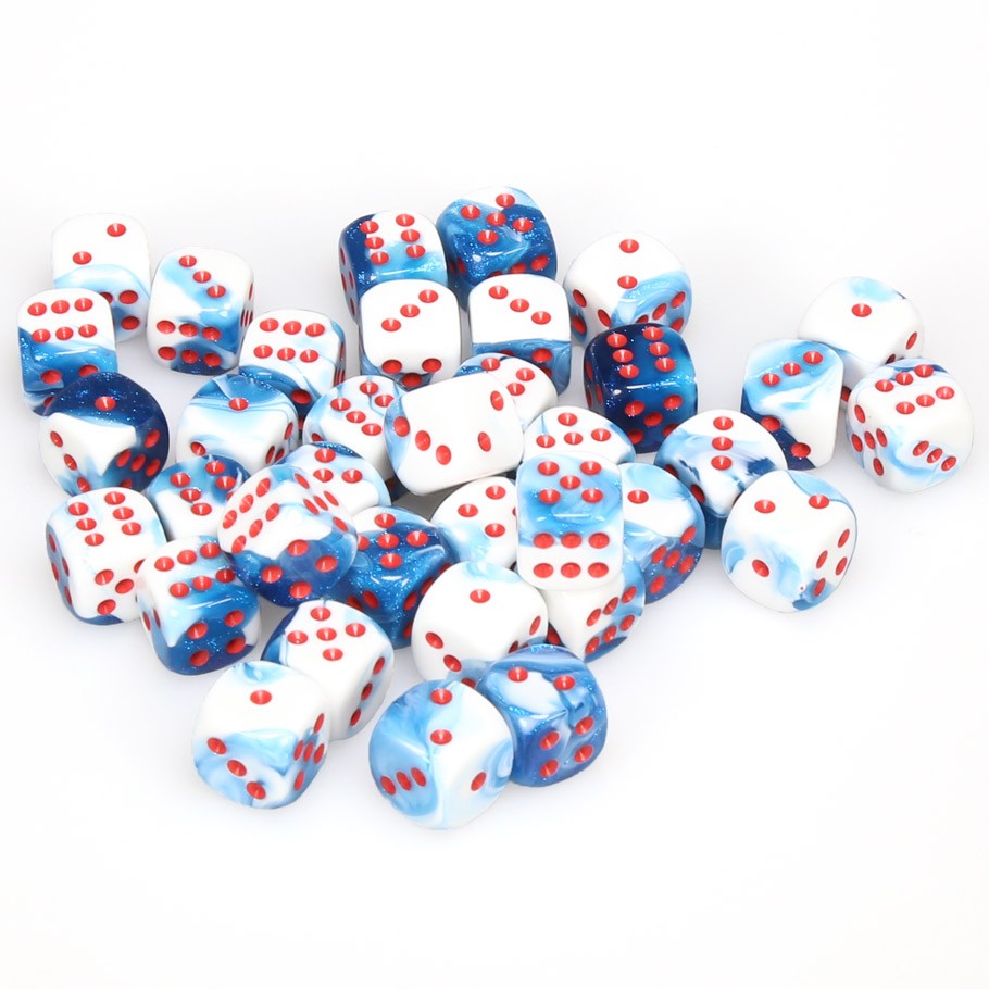 CHX26857 Gemini Astral Blue-white/red 36 D6 set | Grognard Games