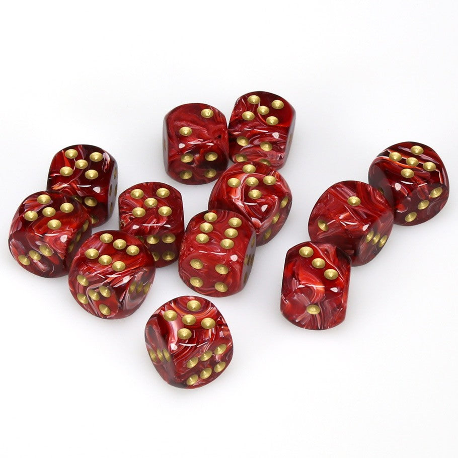 CHX27634 Vortex Burgundy/Gold 12 D6 Set | Grognard Games