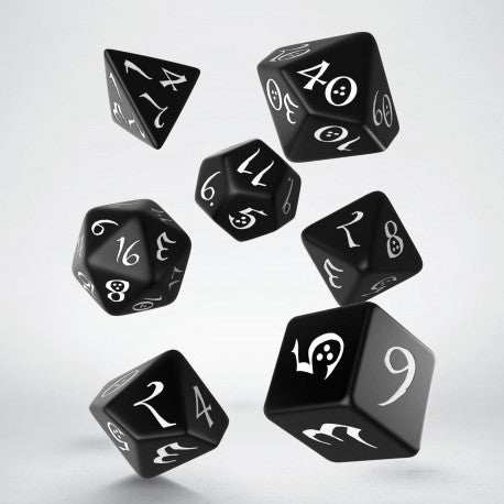 Q Workshop Classic RPG Dice Set - Black and White | Grognard Games