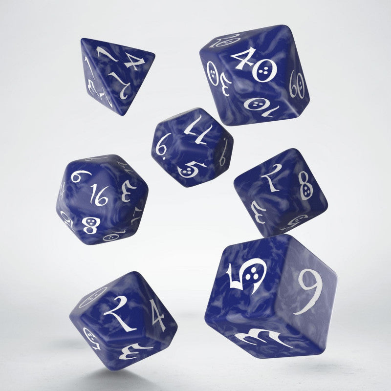 Q Workshop Classic RPG Dice Set - Cobalt and White | Grognard Games