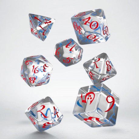 Classic RPG Translucent & blue-red Dice Set (7) | Grognard Games