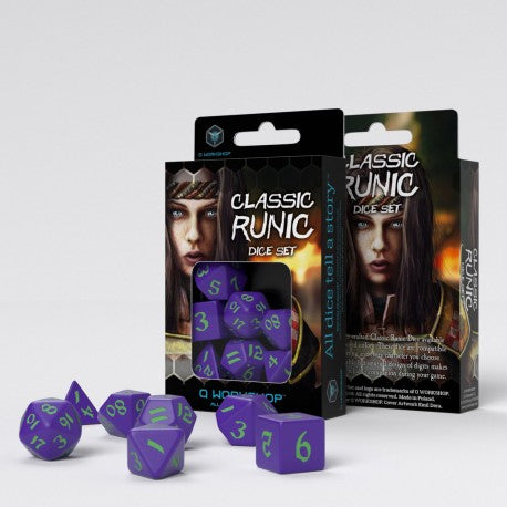 Classic Runic Dice Set (Purple & Green) | Grognard Games