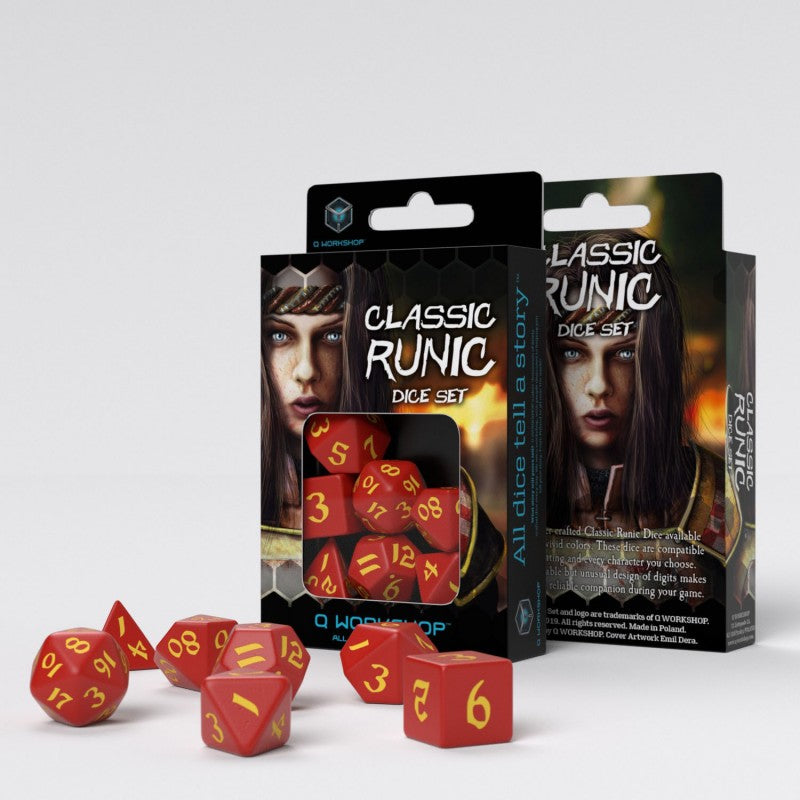 Q Workshop Classic Runic Dice Set (Red & Yellow) | Grognard Games