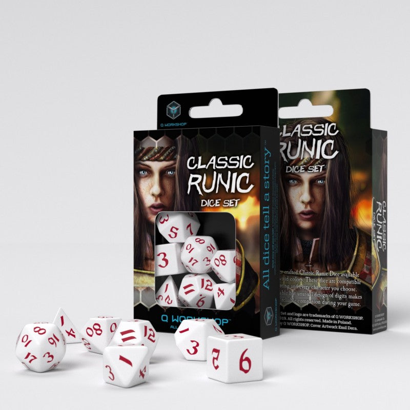 Classic Runic Dice Set (White & Red) | Grognard Games