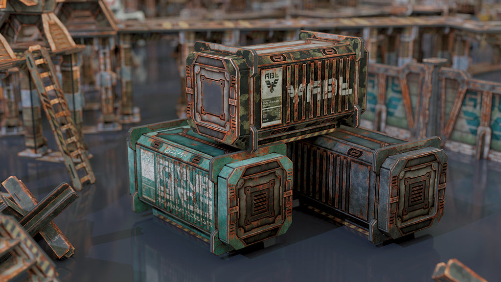 TinkerTurf Cargo Containers 4 Add-On - Abandoned Theme | Grognard Games