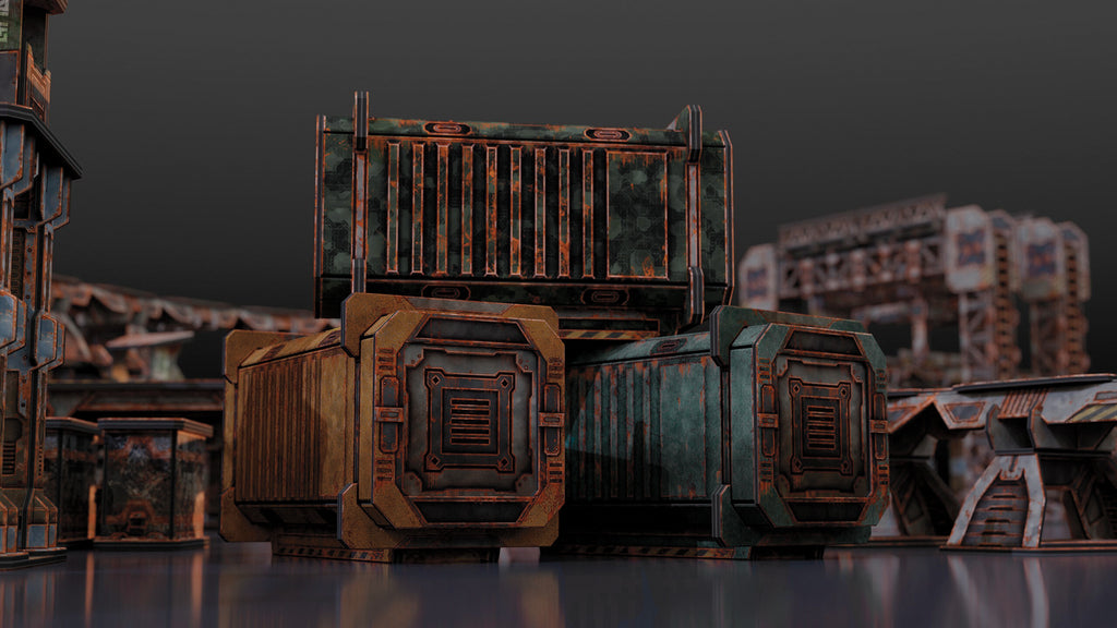 TinkerTurf Cargo Containers 6 Add-On - Abandoned Theme | Grognard Games
