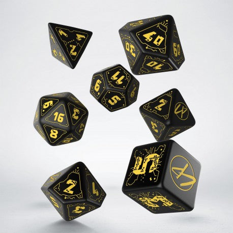 Q Workshop Cyberpunk Red RPG Dice Set - Black and Yellow | Grognard Games