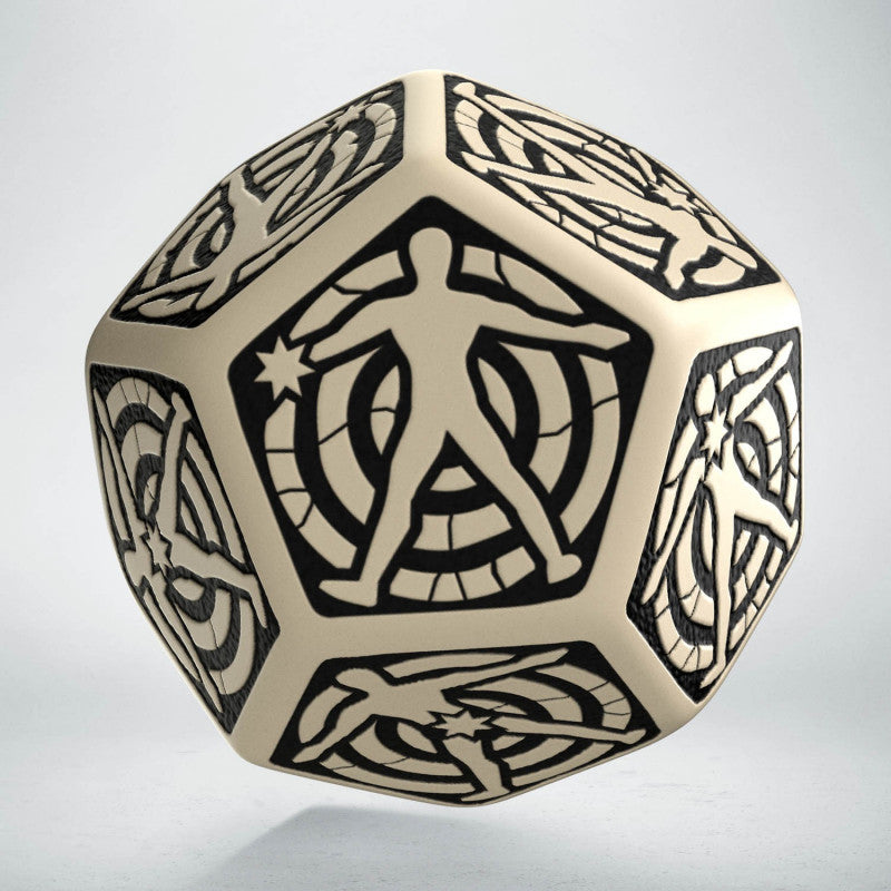 Q Workshop D12 Hit Location Dice - Beige and Black | Grognard Games