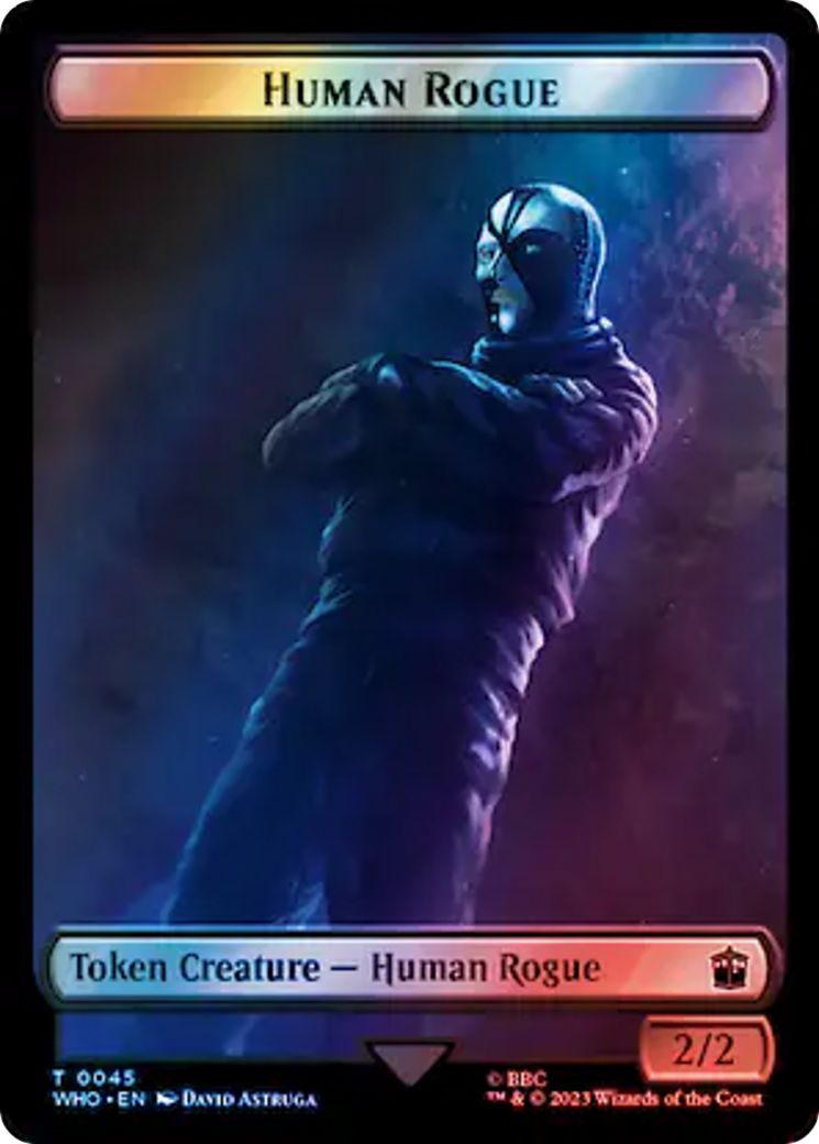 Human Rogue // Dinosaur Double-Sided Token (Surge Foil) [Doctor Who Tokens] | Grognard Games