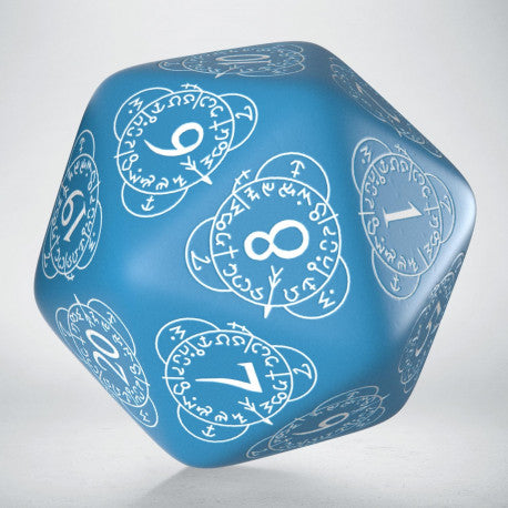 Q Workshop D20 Level Counter Dice - Blue and White | Grognard Games