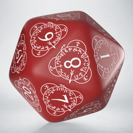 Q Workshop D20 Level Counter Dice - Red and White | Grognard Games